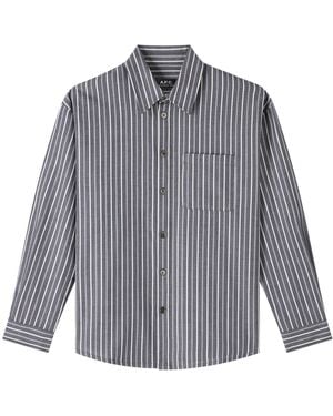 A.P.C. A. P.c. Women's Boyfriend Shirt Size: 42 In Blue - Gray
