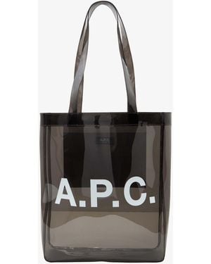 A.P.C. A. P.c. Men's Lou Tote Bag One Size In Charcoal Gray - Black