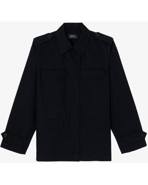 A.P.C. A. P.c. Fitted Safari Jacket 40 Navy Blue - Black
