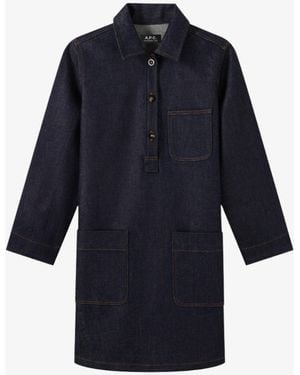 A.P.C. A. P.c. Aurelia Dress 34 Indigo - Blue