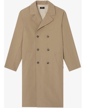 A.P.C. A. P.c. Double-breasted Coat Xs Beige - Natural
