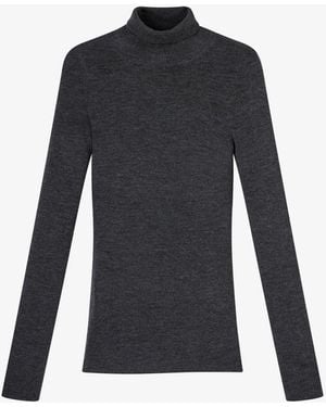 A.P.C. A. P.c. Narrow-rib Turtleneck Sweater Xs Charcoal Gray - Blue