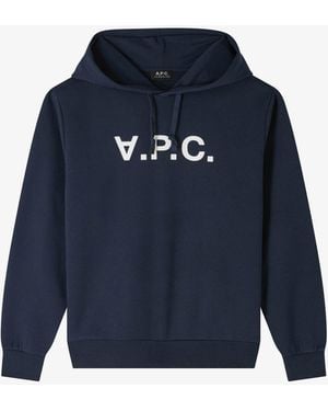 A.P.C. A. P.C. Hoodie With V. P.C. Logo Tiq - Blue