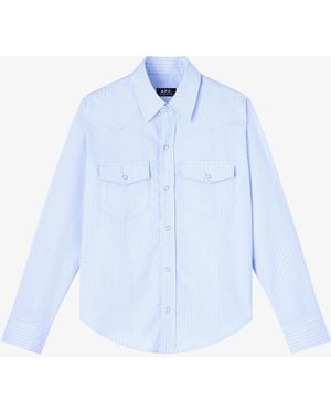 A.P.C. A. P.c. Women's Western Shirt Size: 34 In Blue
