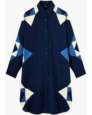 A.P.C. A. P.c. Women's Patchwork Shirt-dress Size: Small In Dark Indigo - Blue