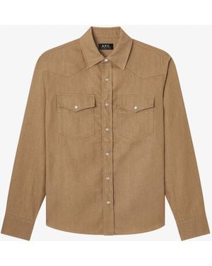 A.P.C. A. P.c. Western Shirt Xs Chestnut Brown - Natural