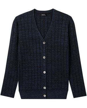 A.P.C. A. P.c. Women's Azaléa Cardigan Size: Large In Black - Blue
