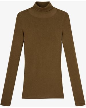 A.P.C. A. P.c. Narrow-rib Turtleneck Sweater Xs Khaki Green