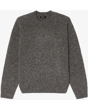 A.P.C. A. P.c. Men's Speckled Wool Sweater Size: Extra Small In Charcoal Gray