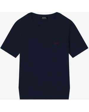 A.P.C. Fitted T-Shirt With A. P.C. Micro-Logo - Blue
