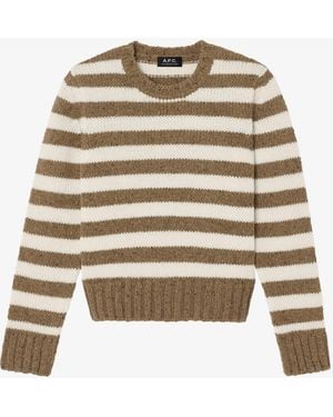 A.P.C. A. P.c. Speckled Striped Sweater Xs Brown Ecru - White