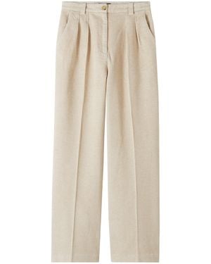A.P.C. High-Rise Ecru Wide-Leg Pants With Permanent Creases - Natural