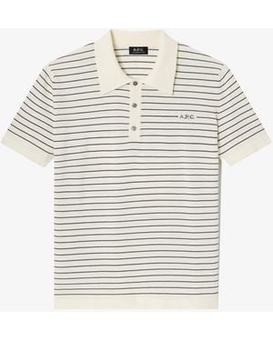A.P.C. A. P.C. Fitted Striped Polo Alj - White