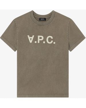 A.P.C. A. P.c. Standard Grand Vpc T-shirt Mens Xxs Khaki Green - White