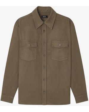 A.P.C. A. P.c. Solid-colour Cotton Overshirt M Khaki Green - Natural
