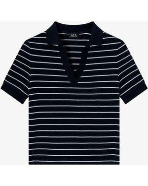 A.P.C. A. P.c. Livia Cropped Polo Shirt Xl Navy Blue