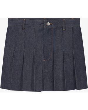 A.P.C. A. P.c. Pleated Mini Skirt 40 Indigo - Blue