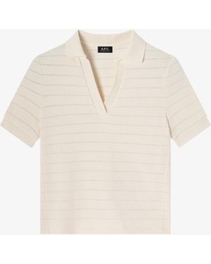 A.P.C. A. P.c. Women's Livia Cropped Polo Shirt Size: Extra Small In Ecru - Natural