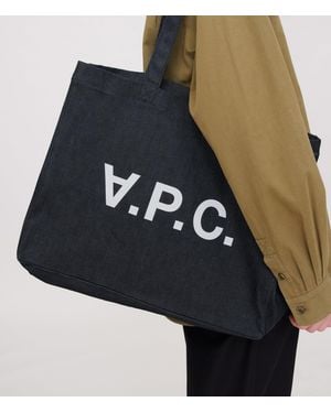 A.P.C. A. P.c. Men's Daniela Shopping Bag One Size In Dark Indigo - Black
