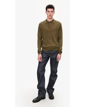 A.P.C. A. P.c. Men's Wool Polo Shirt Size: Extra Small In Khaki Green