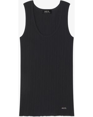 A.P.C. A. P.c. Fitted Lisle Thread Tank Top Xs Black
