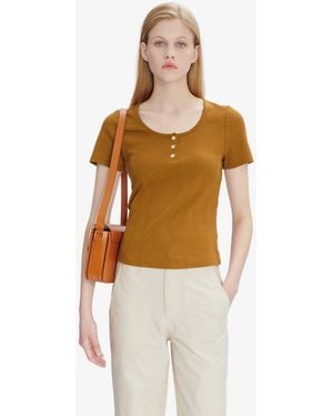 A.P.C. A. P.c. Luna T-shirt Xs Camel - Metallic