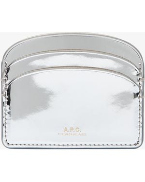 A.P.C. A. P.c. Women's Demi-lune Cardholder One Size In Silvertone - White