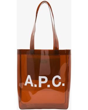 A.P.C. A. P.c. Men's Lou Tote Bag One Size In Dark Chestnut Brown - White
