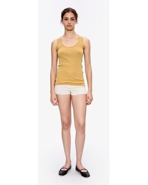 A.P.C. A. P.c. Women's Fitted Lisle Thread Tank Top Size: Small In Mustard - White