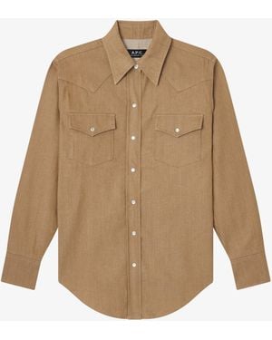 A.P.C. A. P.c. Western Shirt 38 Chestnut Brown - Natural