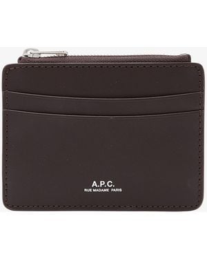 A.P.C. A. P.c. Men's Paris Cardholder One Size In Dark Brown - Multicolor