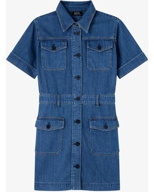 A.P.C. A. P.C. Faded Denim Dress With Pockets - Blue