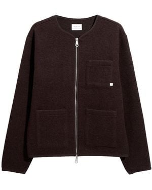 Farah Tucker Wool Blend Collarless Zip Liner - Black