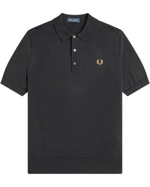 Fred Perry Cotton Knitted Polo Shirt - Black