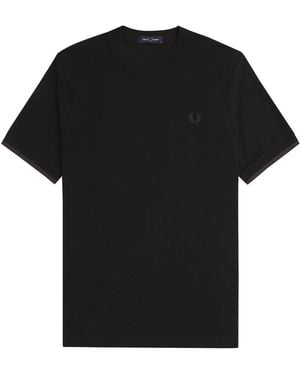 Fred Perry Tipped Cuff Honeycomb Pique T-Shirt - Black
