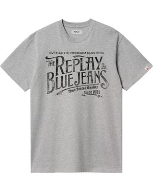 Replay Royal Eagle Jeans Chest Logo T-Shirt - Grey