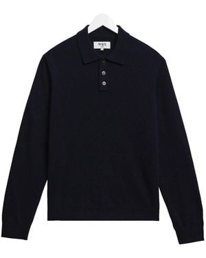 Wax London Lawrie Soft Merino Wool Polo - Blue