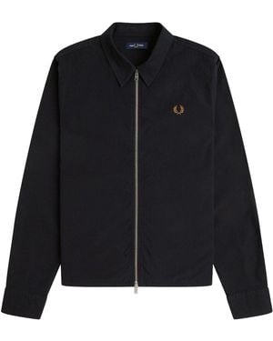 Fred Perry Seersucker Zip Through Overshirt - Black