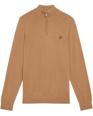 Lyle & Scott Lyle & Scott Tonal Merino Quarter Zip Jumper - Brown