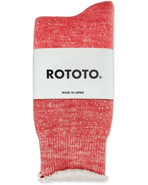 RoToTo Double Face Merino Wool Crew Socks - Red