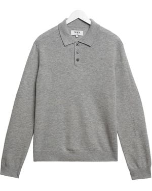 Wax London Lawrie Soft Merino Wool Polo - Grey