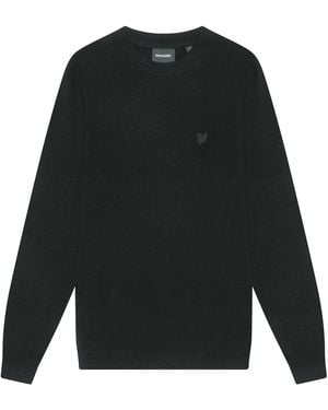 Lyle & Scott Lyle & Scott Tonal Eagle Lambswool Crew Neck Jumper - Black