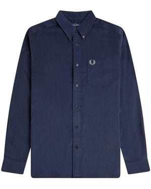 Fred Perry Sim Fit Needle Cord Shirt - Blue