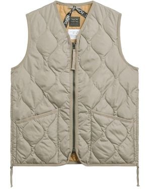 Taion Military V Neck Ripstop Down Vest - Natural
