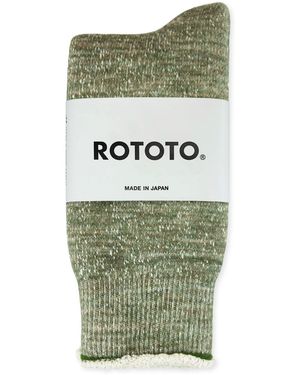 RoToTo Double Face Merino Wool Crew Socks - Green