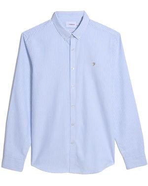 Farah Brewer Striped Oxford Shirt - Blue