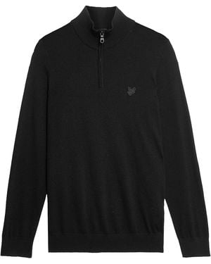 Lyle & Scott Lyle & Scott Tonal Merino Quarter Zip Jumper - Black