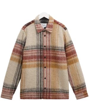 Wax London Nolan Overshirt Wool Blend Check - Brown