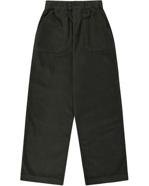 KAPPY DESIGN One Tuck Fatigue Corduroy Trousers - Black