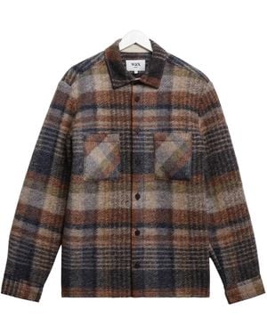 Wax London Whiting Ari Wool Blend Check Overshirt - Grey